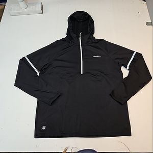 Eddie Bauer Motion FreeDry 1/2 Zip mens black long sleeve pullover logo shirt